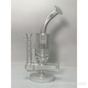 Bongs van helder glas met gebogen hals en recycler